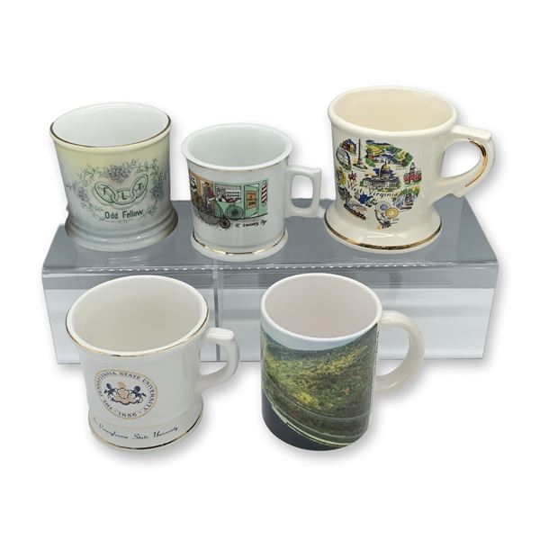 5-Piece Porcelain Pennsylvania and Assorted Mugs