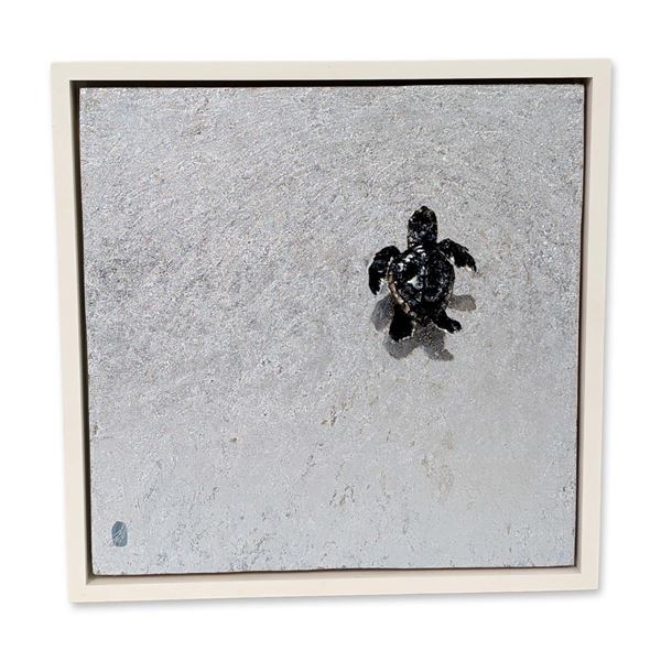 June Stratton (American, b. 1959), Oil and Silver Leaf on Wood Panel, Bon Voyage, Signed