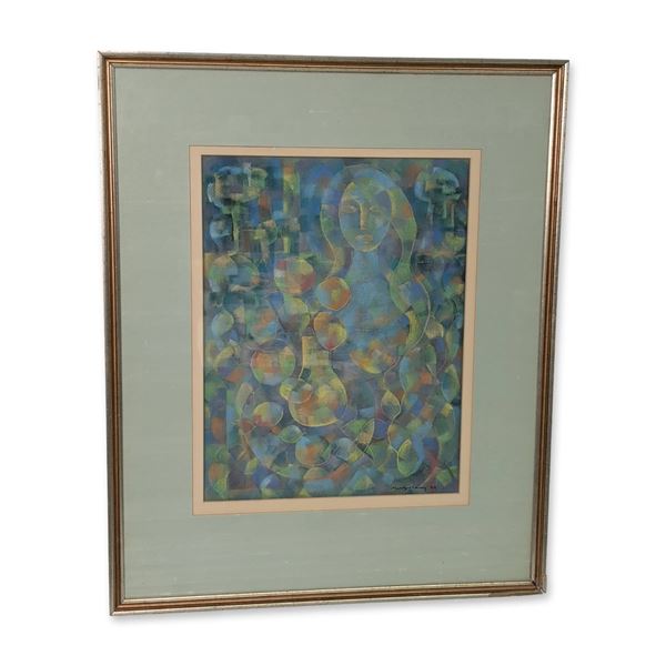 Marilyn Cassey (American 20th-21st Century) Pastel on Paper, Abstract Nude, Signed