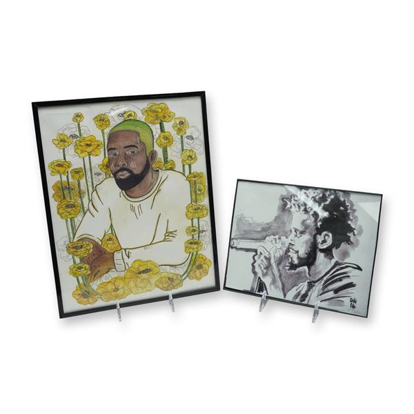 2-Piece Framed Art Prints, J. Cole and Frank Ocean Portraits