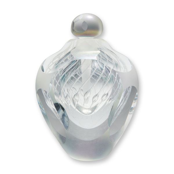 1988 Signed Art Studio Crystal Perfume Bottle with Stopper