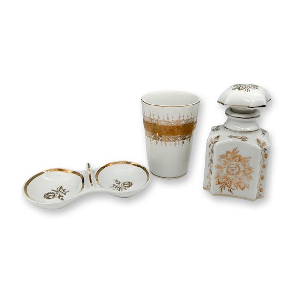 Decorative Floral Gilt Porcelain Vanity Set