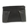 Image 1 : Black Faux Leather Double-Zip Clutch Bag with Striped Lining