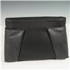 Image 2 : Black Faux Leather Double-Zip Clutch Bag with Striped Lining