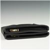 Image 4 : Black Faux Leather Double-Zip Clutch Bag with Striped Lining