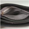 Image 5 : Black Faux Leather Double-Zip Clutch Bag with Striped Lining