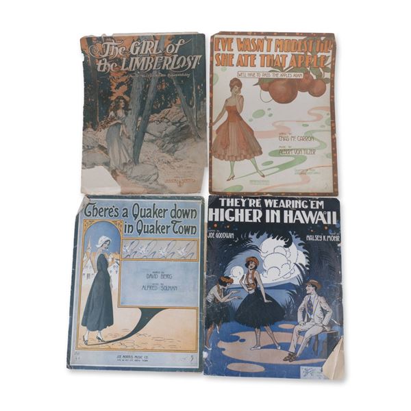 4-Piece Set Of Antique Oversized Sheet Music