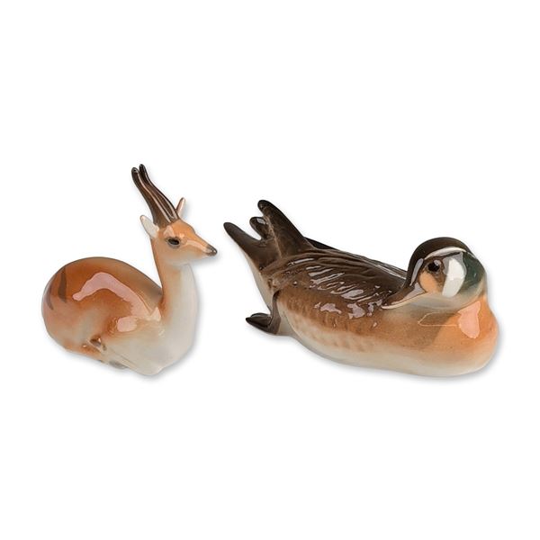 2pc Russian Porcelain Animal Figurines