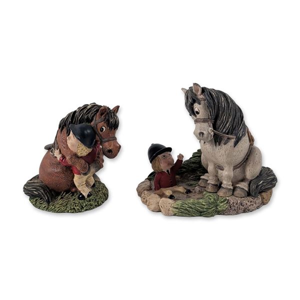 2pc John Beswick Thelwell Series Equestrian Figurines