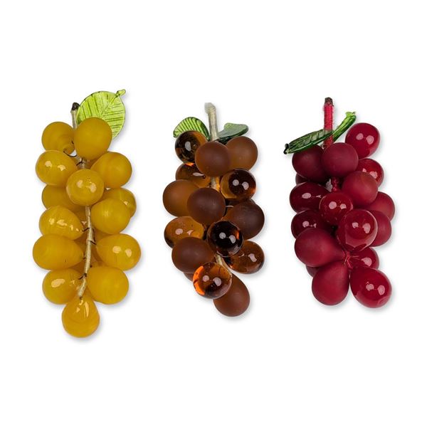 3pc Art Glass Grape Clusters