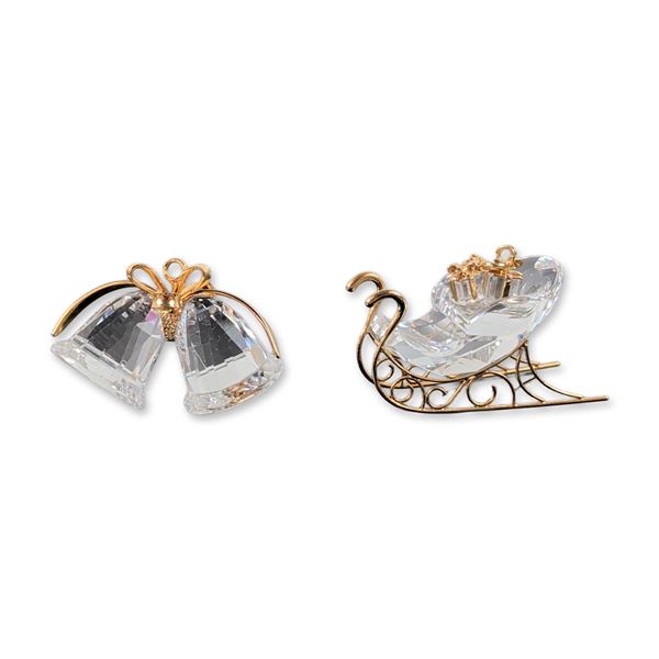 2pc Swarovski Crystal and Gold-Tone Figurines
