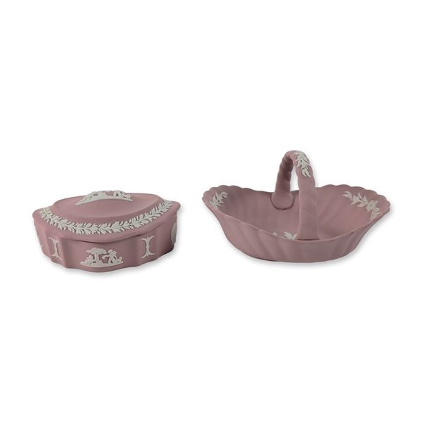 2pc Wedgwood Pink Jasperware Decorative Items