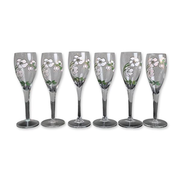 6pc Perrier-Jouet Floral Champagne Flutes