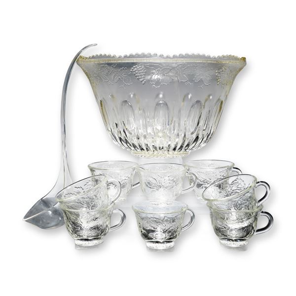 10-Piece Anchor Hocking Harvest Grape Glass Punch Bowl Set