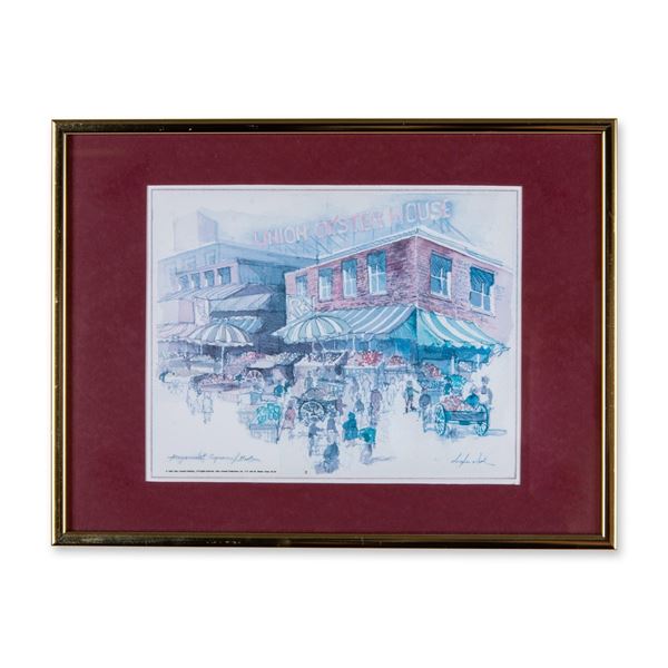 After Douglas Alvord, Color Lithograph, Union Oyster House