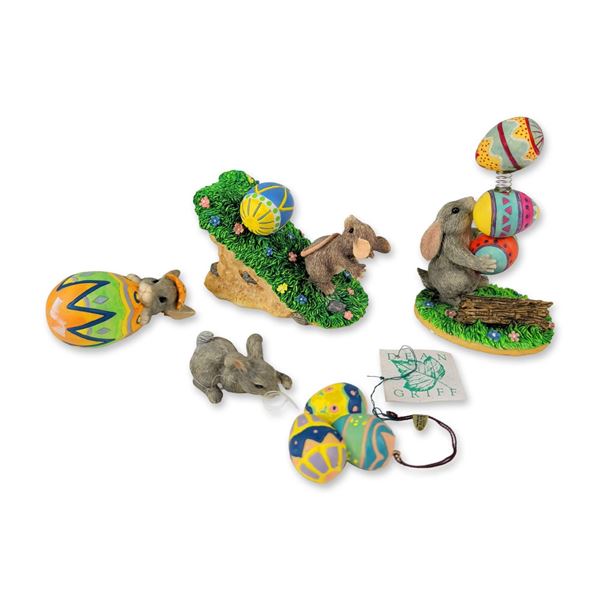 5pc Charming Tails Easter Resin Figurines