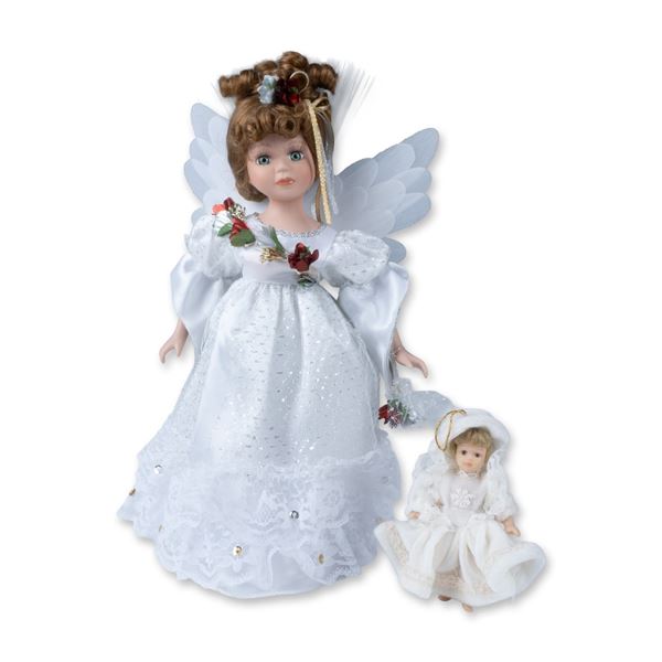 2-Piece Holiday Porcelain Doll & Ornament