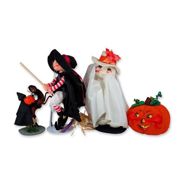 4pc Annalee Dolls Halloween Felt Figural Collection