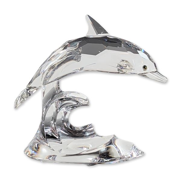 Swarovski Silver Crystal Dolphin on Wave Figurine