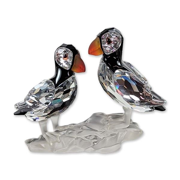 Swarovski Silver Crystal Puffins Bird Figurine