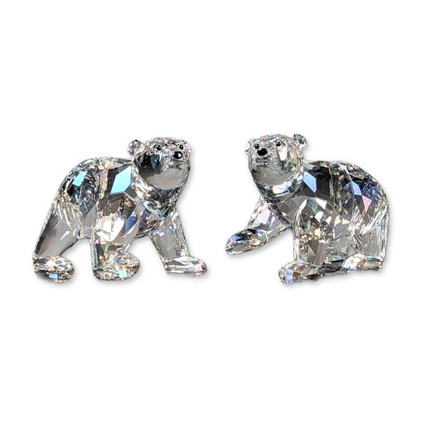 2pc Swarovski SCS Crystal 2011 Annual Edition Companion Figurines, Polar Bear Cubs