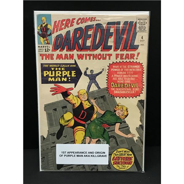 DAREDEVIL #4 1ST APP AND ORIGIN OF THE PURPLE MAN AKA KILLGRAVE - MARVEL COMICS