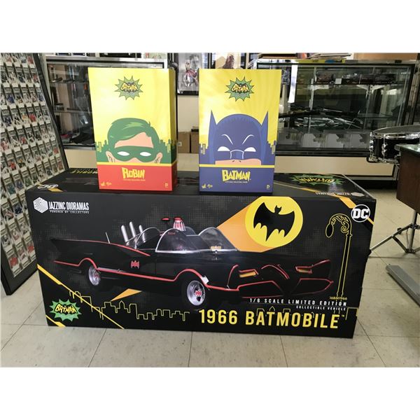 1966 BATMOBILE 1/6 SCALE LIMITED EDITION BY JAZZINC DIORAMAS PLUS ROBIN & BATMAN 1966 FIGURES IN BOX