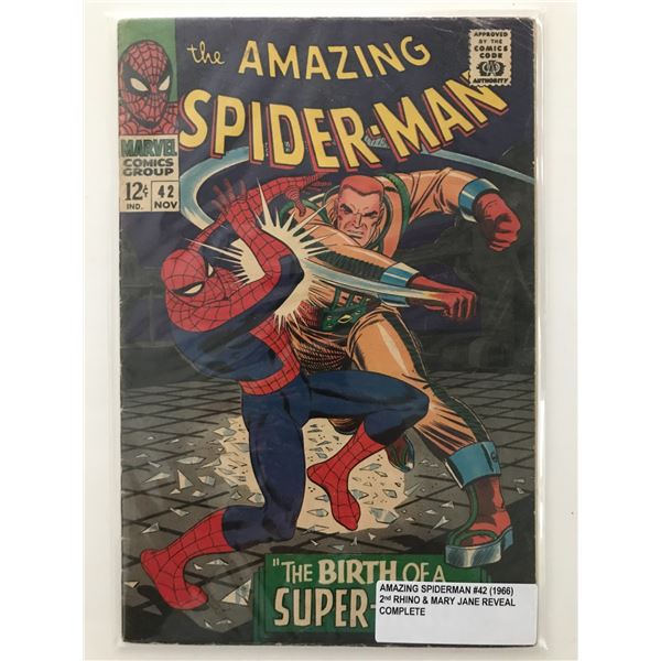 THE AMAZING SPIDERMAN #42 (1966) 2ND RHINO - MARVEL COMICS
