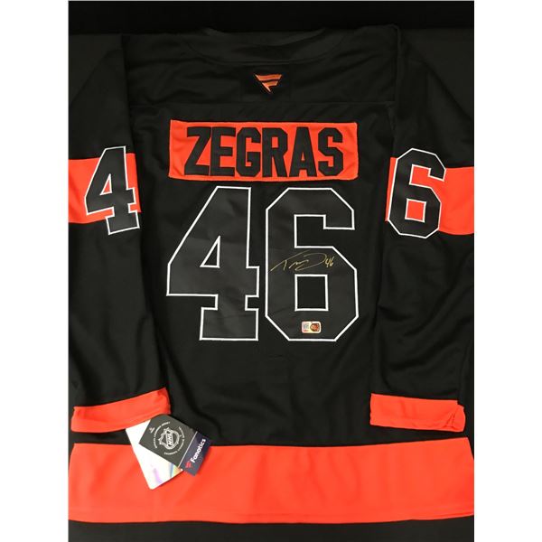 TREVOR ZEGRAS SIGNED PHILADELPHIA FLYERS CUSTOM HOCKEY JERSEY - ELITE COA