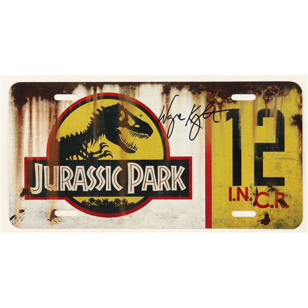 WAYNE KNIGHT SIGNED JURASSIC PARK LICENSE PLATE - BECKETT COA