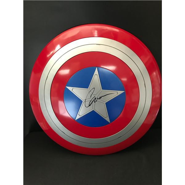 CHRIS EVANS SIGNED CAPTAIN AMERICA FULL SIZE SHIELD - WWOC COA