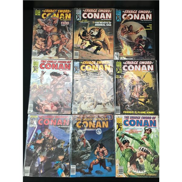 LOT OF 9 THE SAVAGE SWORD OF CONAN COMICS - MARVEL COMICS