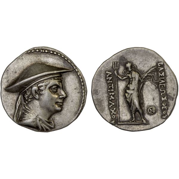 BACTRIA: Antimachos I Theos, ca. 185-170 BC, AR drachm (4.22g), VF