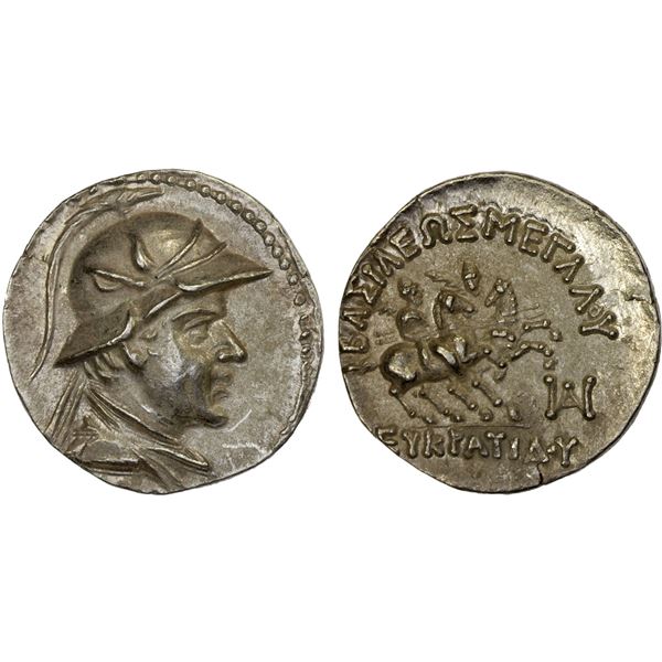 BACTRIA: Eukratides I Megas, ca. 170-145 BC, AR drachm (4.24g), XF-AU
