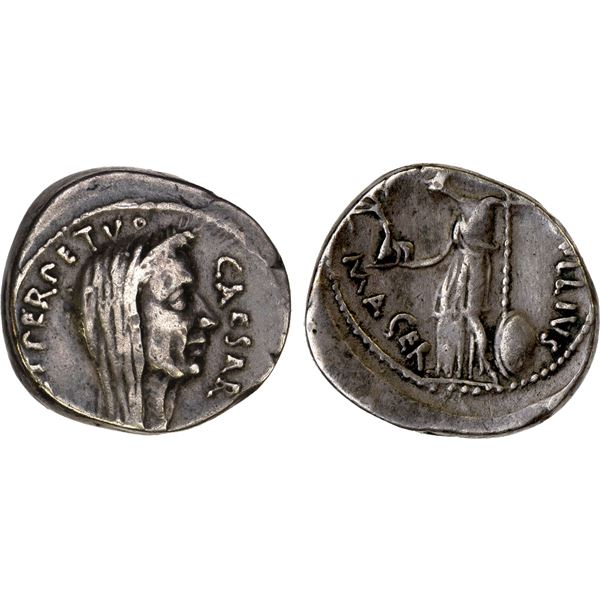 ROMAN IMPERATORIAL PERIOD: Julius Caesar, dictator in perpetuity, AR denarius (3.63g), Rome, Februar
