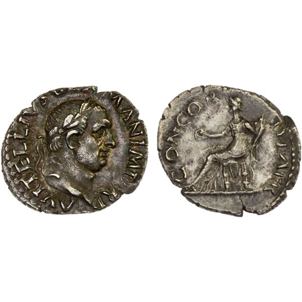 ROMAN EMPIRE: Vitellius, April-December 69 AD, AR denarius (2.97g), Rome, XF