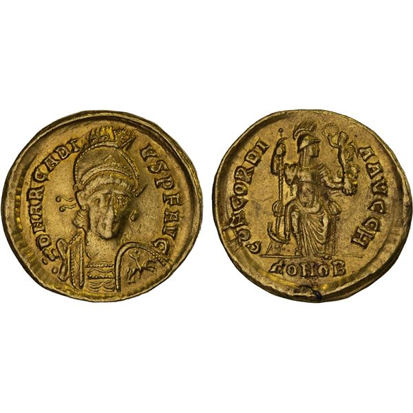 ROMAN EMPIRE: Arcadius, 383-408 AD, AV solidus (4.32g), Constantinople, 397-402 AD, VF-XF