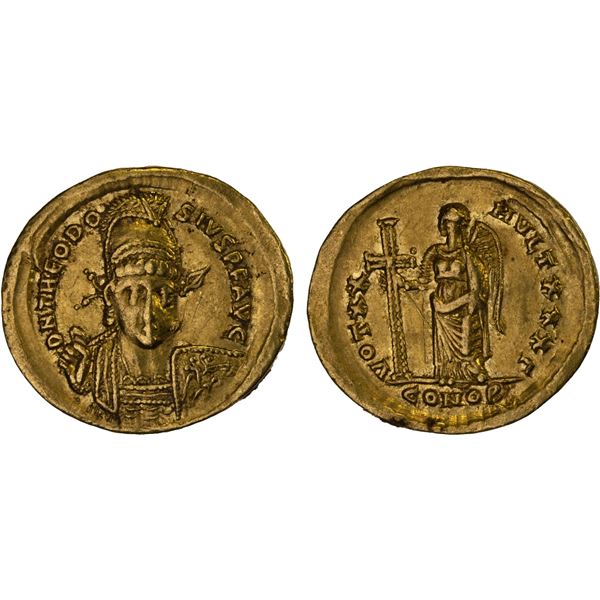ROMAN EMPIRE: Theodosius II, 402-450 AD, AV solidus (4.25g), Constantinople, 420-422 AD, VF-XF