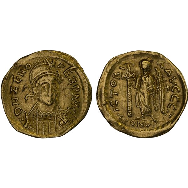 ROMAN EMPIRE: Zeno, 474-491 AD, AV solidus (4.29g), Constantinople, VF