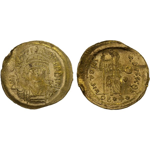 BYZANTINE EMPIRE: Justinian I, 527-565, AV light weight solidus (4.07g), Constantinople, XF