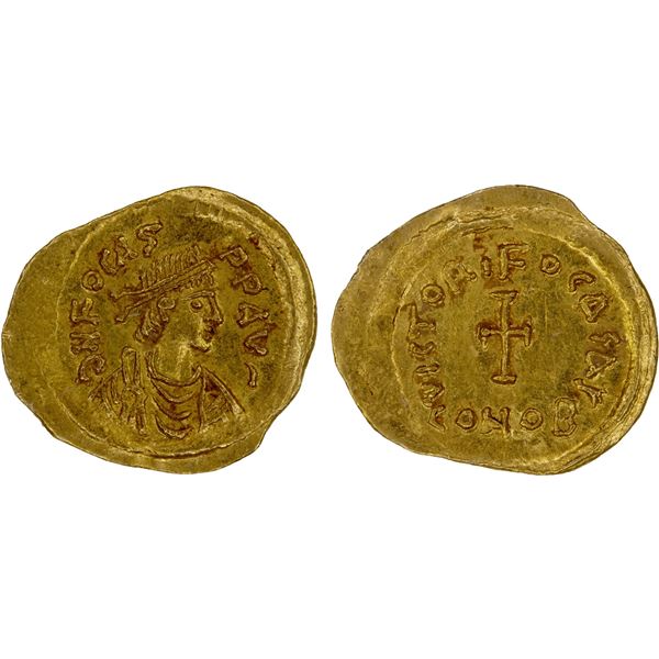 BYZANTINE EMPIRE: Phocas, 602-610, AV tremissis (1.44g), Constantinople, 607-610, NGC Choice XF