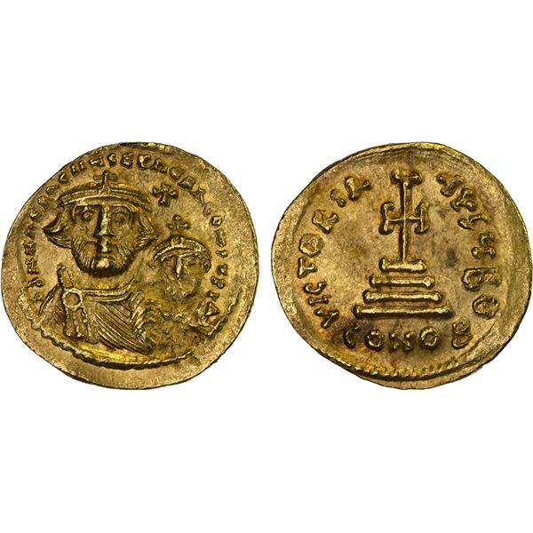 BYZANTINE EMPIRE: Heraclius, 610-641, AV solidus (4.49g), Constantinople, XF