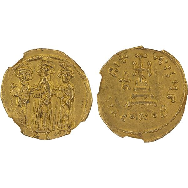 BYZANTINE EMPIRE: Heraclius, 610-641, AV solidus (4.35g), Constantinople, NGC Choice XF