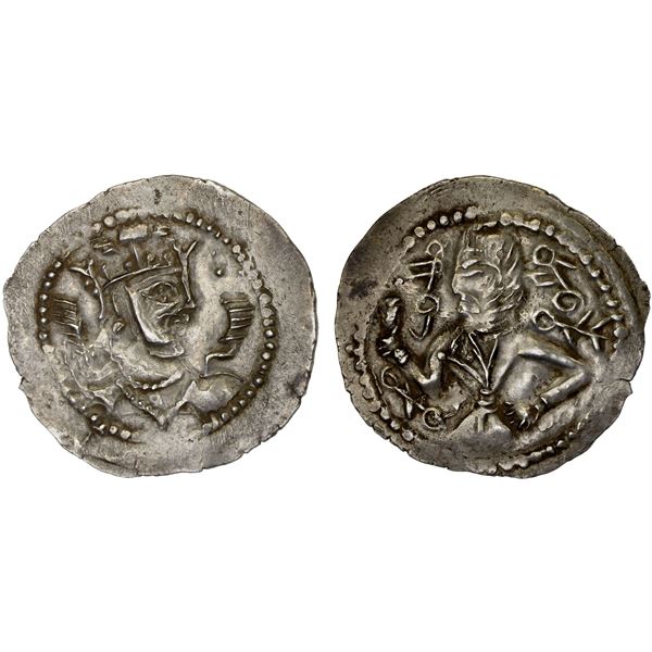 ANCIENT CENTRAL ASIA: ALCHON HUNS: Proper Hephthalite, ca. 475-550, AR drachm (4.20g), bold VF