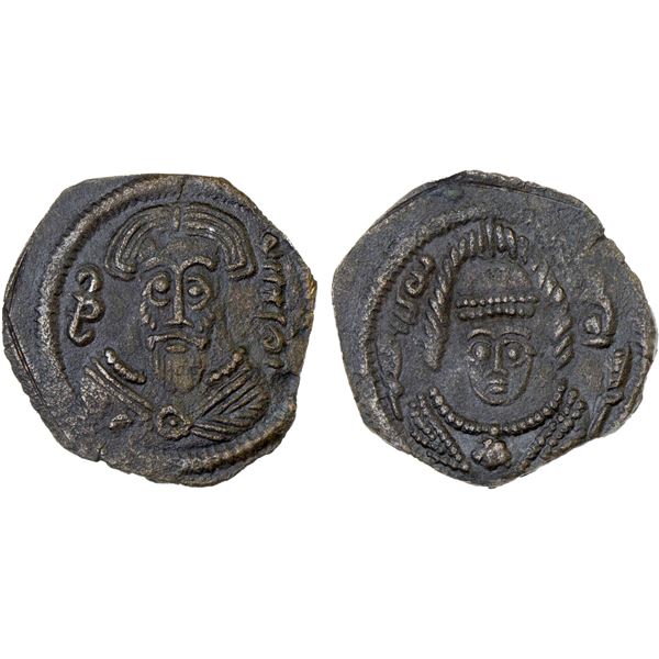 ARAB-SASANIAN: al-Muhallab b. Abi Sufra, ca. 694-698, AE pashiz (0.78g), ST (Istakhr), ND, XF