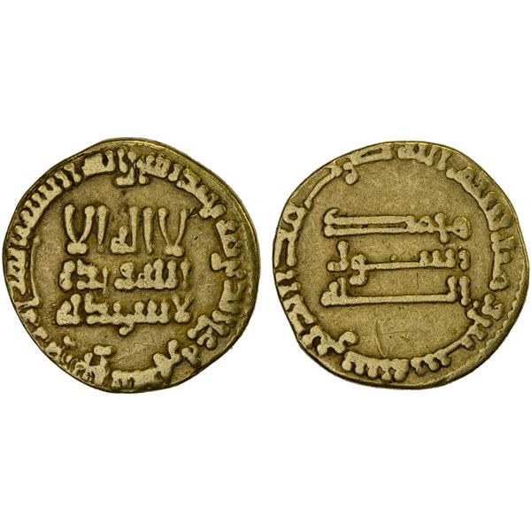 ABBASID: al-Mahdi, 775-785, AV dinar (3.85g), NM, AH160, Fine
