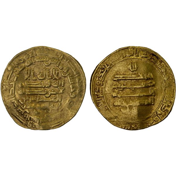 ABBASID: al-Musta'in, 862-866, AV dinar (4.55g), al-Shash (near Tashkent), AH251, VF