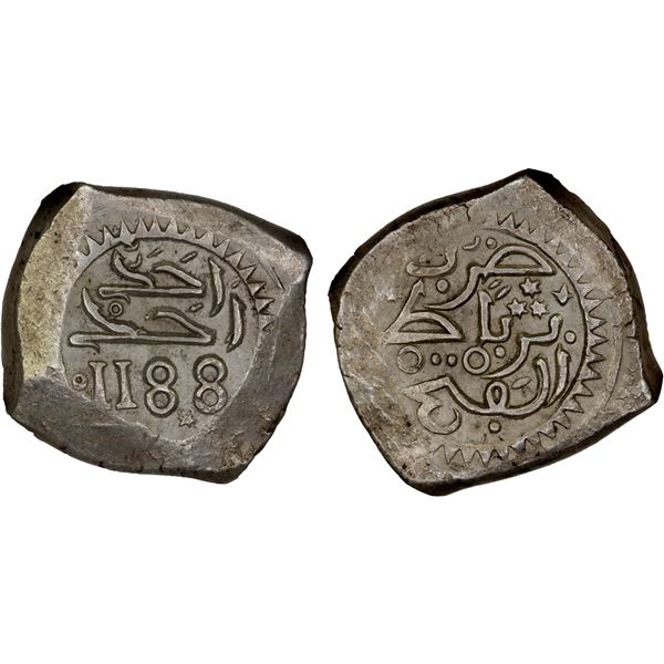 ALAWI SHARIF: Muhammad III, 1757-1790, AR 10 dirhams / mithqal (28.40g), Rabat al-Fath, NGC MS62