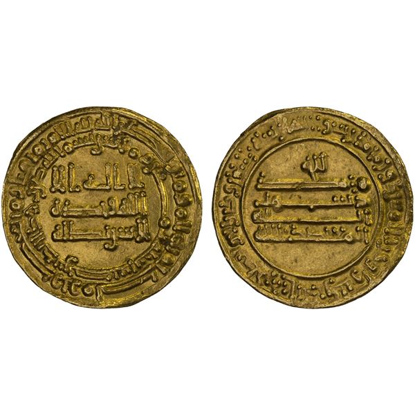 ABBASID OF YEMEN: al-Mu'tadid, 892-902, AV dinar al-mutawwaq (2.93g), San'a, AH280, VF-XF