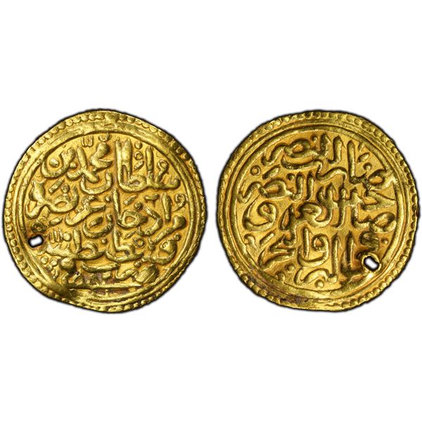 OTTOMAN EMPIRE: Mehmet II, 1451-1481, AV sultani (3.47g), Kostantiniye, AH882, PCGS AU details